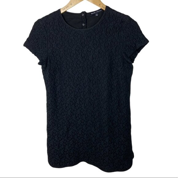 Sezane Madewell Lace Shift Dress Black Size 0 Textured French Minimalist Capsule - Picture 13 of 14